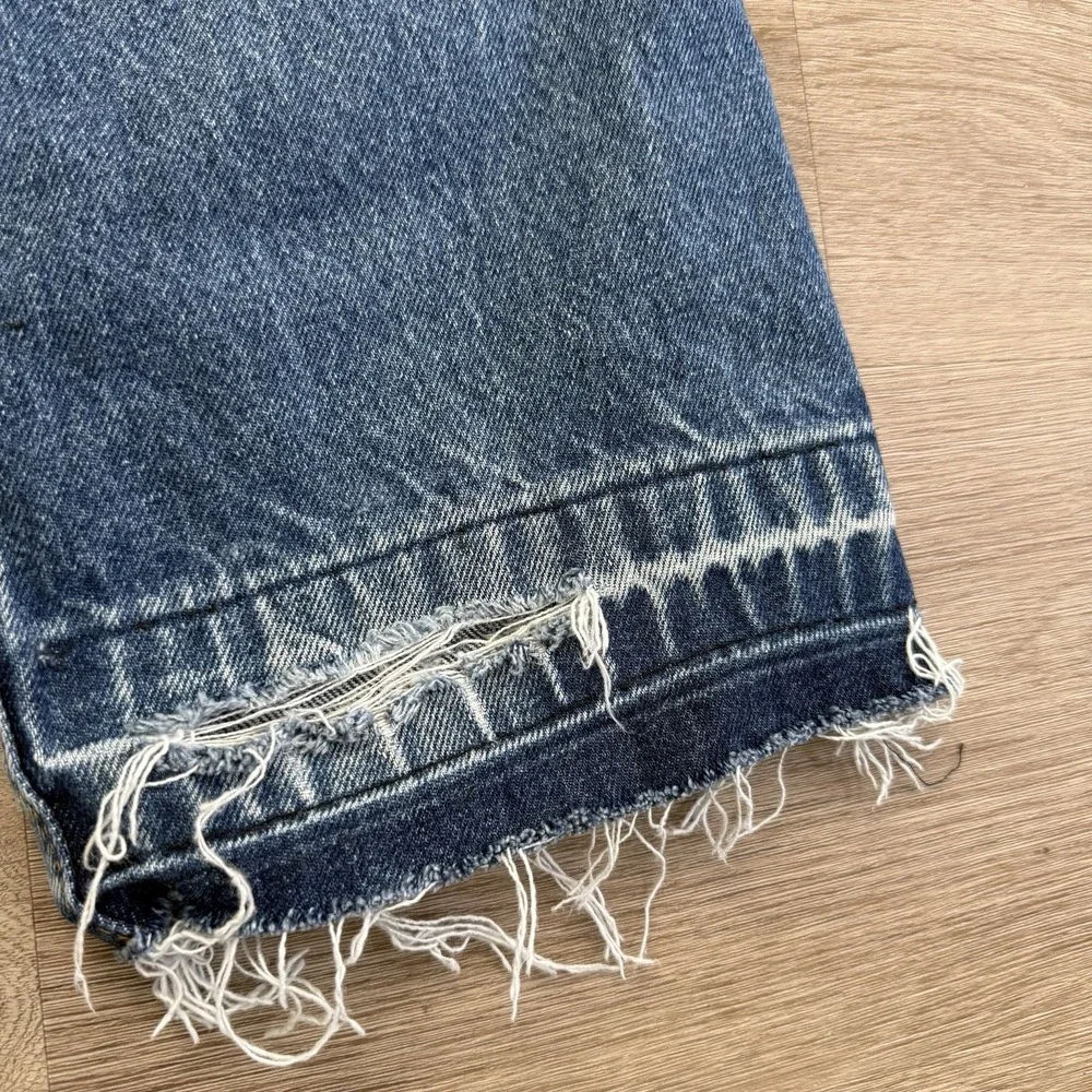 Vintage Y2K Levis 505 Distressed Cutoff Raw Hem Jeans Tag 34x30 Fits 32x26 Blue